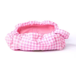 Parachute Drawstring Flat Lay Makeup Bag - Pink Gingham