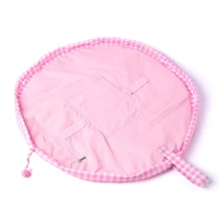 Parachute Drawstring Flat Lay Makeup Bag - Pink Gingham