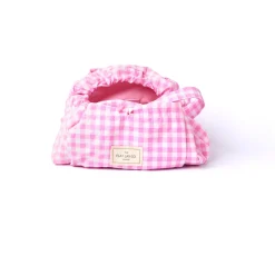 Parachute Drawstring Flat Lay Makeup Bag - Pink Gingham