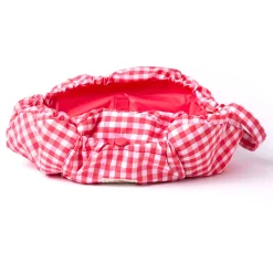 Parachute Drawstring Flat Lay Makeup Bag - Red Gingham