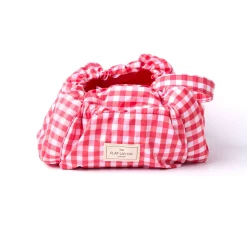 Parachute Drawstring Flat Lay Makeup Bag - Red Gingham