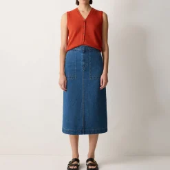 Patch Pocket Denim Skirt