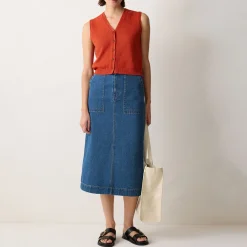 Patch Pocket Denim Skirt