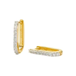 Pave Ovate Huggie Earrings