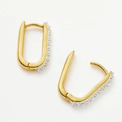 Pave Ovate Huggie Earrings