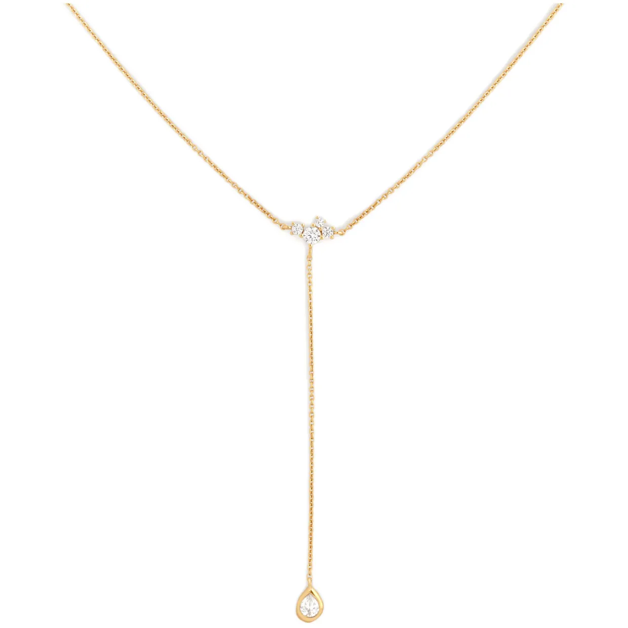 Pear Bezel Lariat Necklace