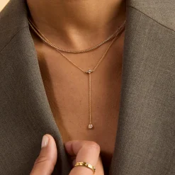 Pear Bezel Lariat Necklace
