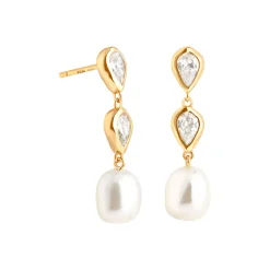 Pearl & Crystal Drop Stud Earrings