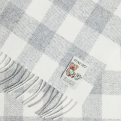 Pearl Grey Check Lambswool Baby Blanket