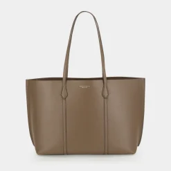 Perry Triple-Compartment Leather Tote Bag
