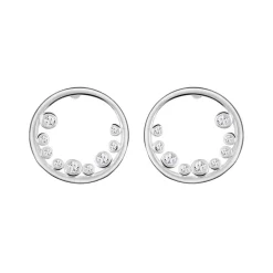 Petite Circular Earrings with Clear Stones