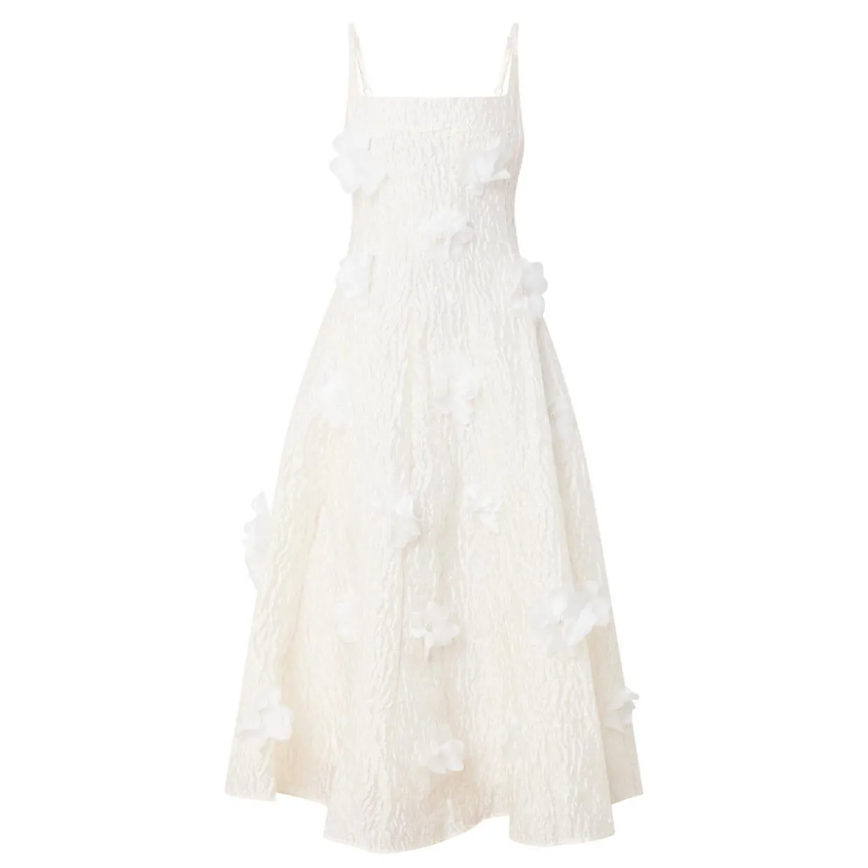 Petunia Flower Appliqué Flared Dress