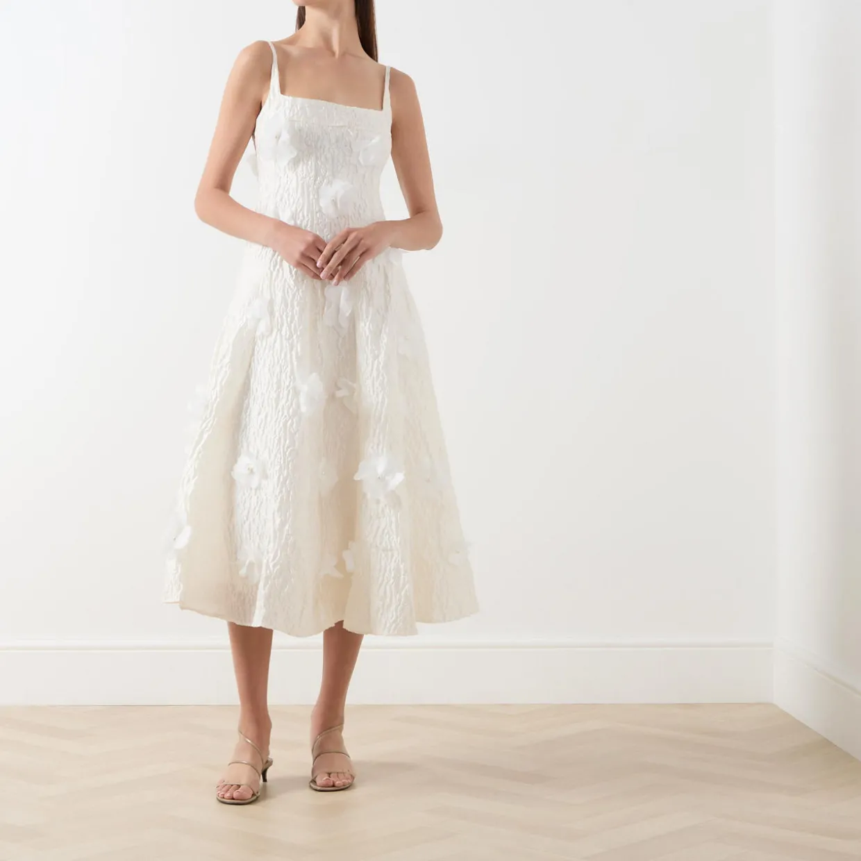 Petunia Flower Appliqué Flared Dress