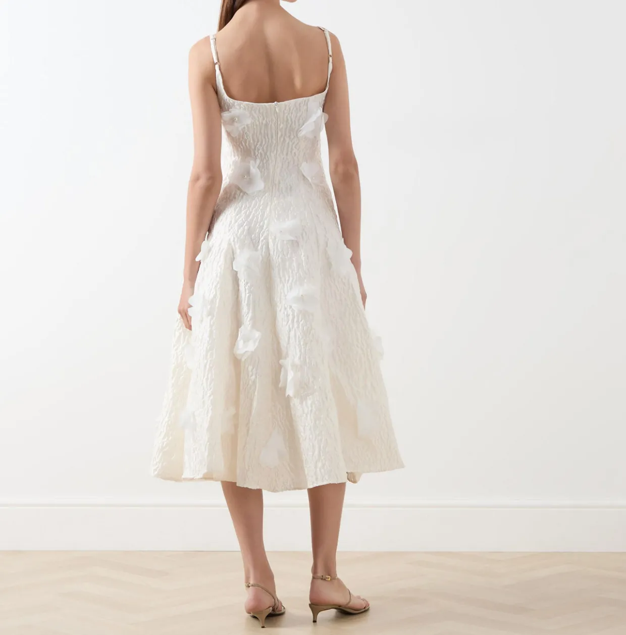 Petunia Flower Appliqué Flared Dress