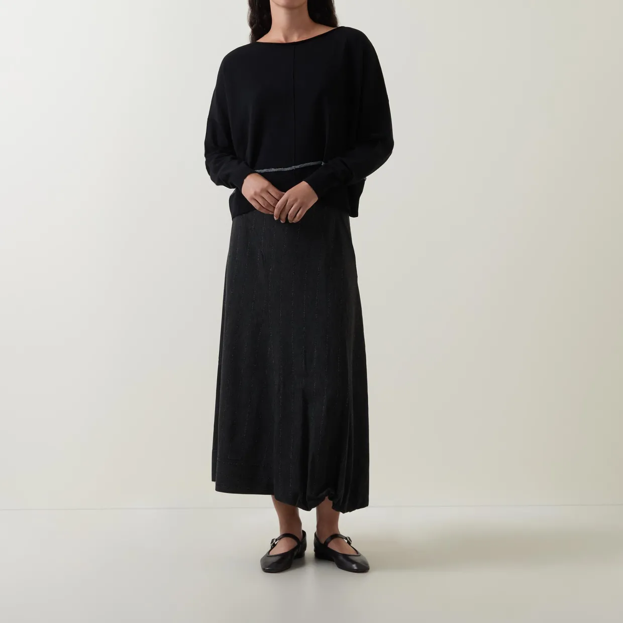 Pinstripe Pleated Skirt