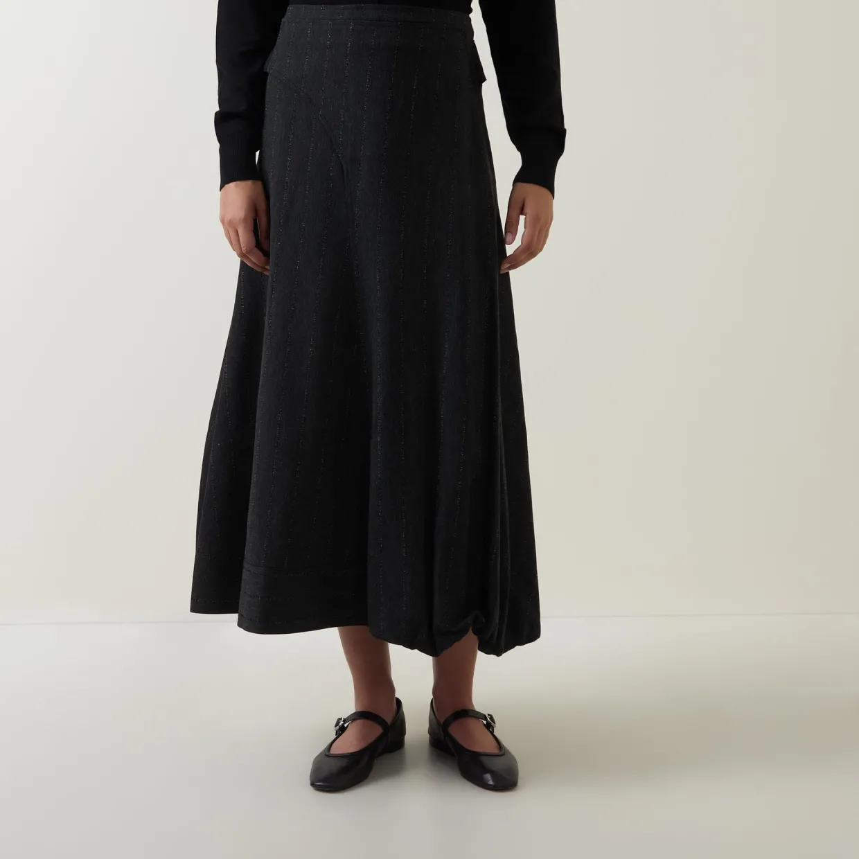 Pinstripe Pleated Skirt