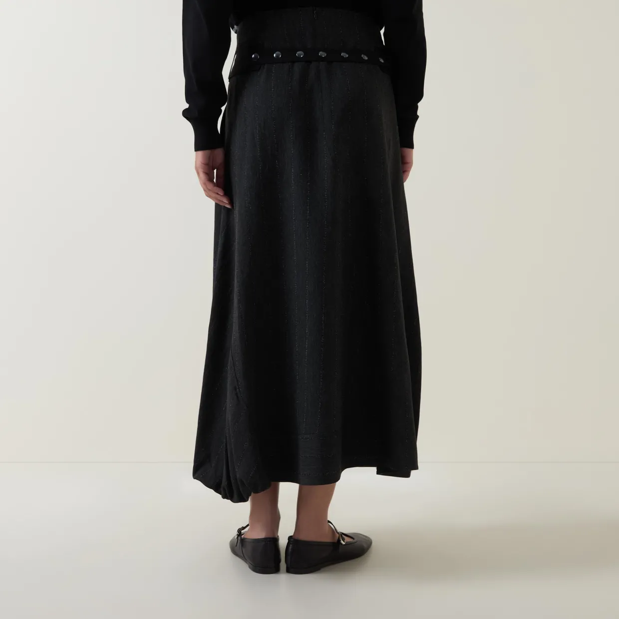 Pinstripe Pleated Skirt
