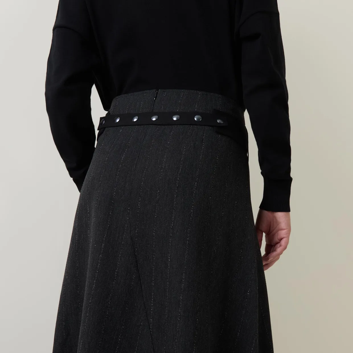 Pinstripe Pleated Skirt