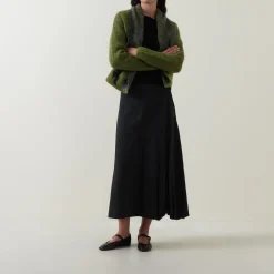 Pinstripe Pleated Skirt