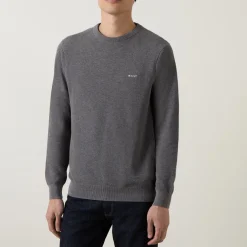 Pique Cotton Crew Neck Sweater
