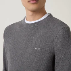 Pique Cotton Crew Neck Sweater