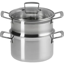3-ply Stainless Steel Casserole Dish with Steamer and Lid 20cm