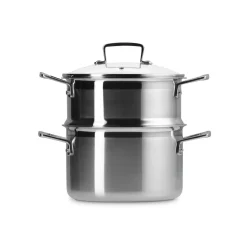 3-ply Stainless Steel Casserole Dish with Steamer and Lid 20cm