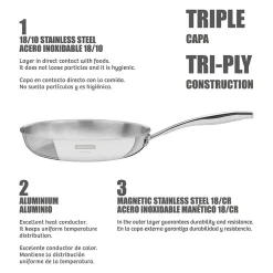 3-Ply Stainless Steel Frying Pan 26cm