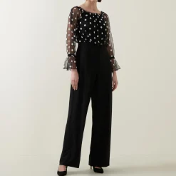 Polka Dot Mesh Jumpsuit