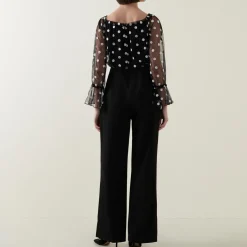 Polka Dot Mesh Jumpsuit