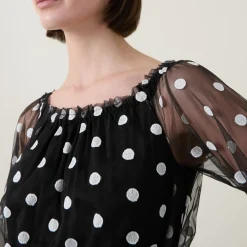 Polka Dot Mesh Jumpsuit