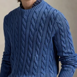Polo Player Logo Cable Knit Sweater