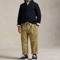 Polo Player Logo Half-Zip Cable Knit Sweater 4-7 Years
