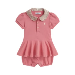 Pony Logo Floral-Collar Mesh Bubble Shortall 3-12 Months