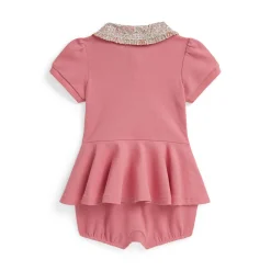 Pony Logo Floral-Collar Mesh Bubble Shortall 3-12 Months
