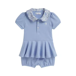 Pony Logo Floral-Collar Mesh Bubble Shortall 3-12 Months