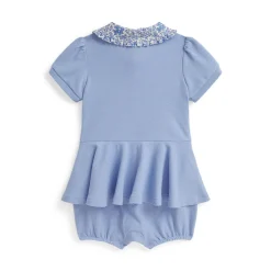 Pony Logo Floral-Collar Mesh Bubble Shortall 3-12 Months