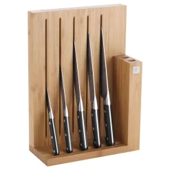PRO 6pcs Natural Bamboo Knife Block Set