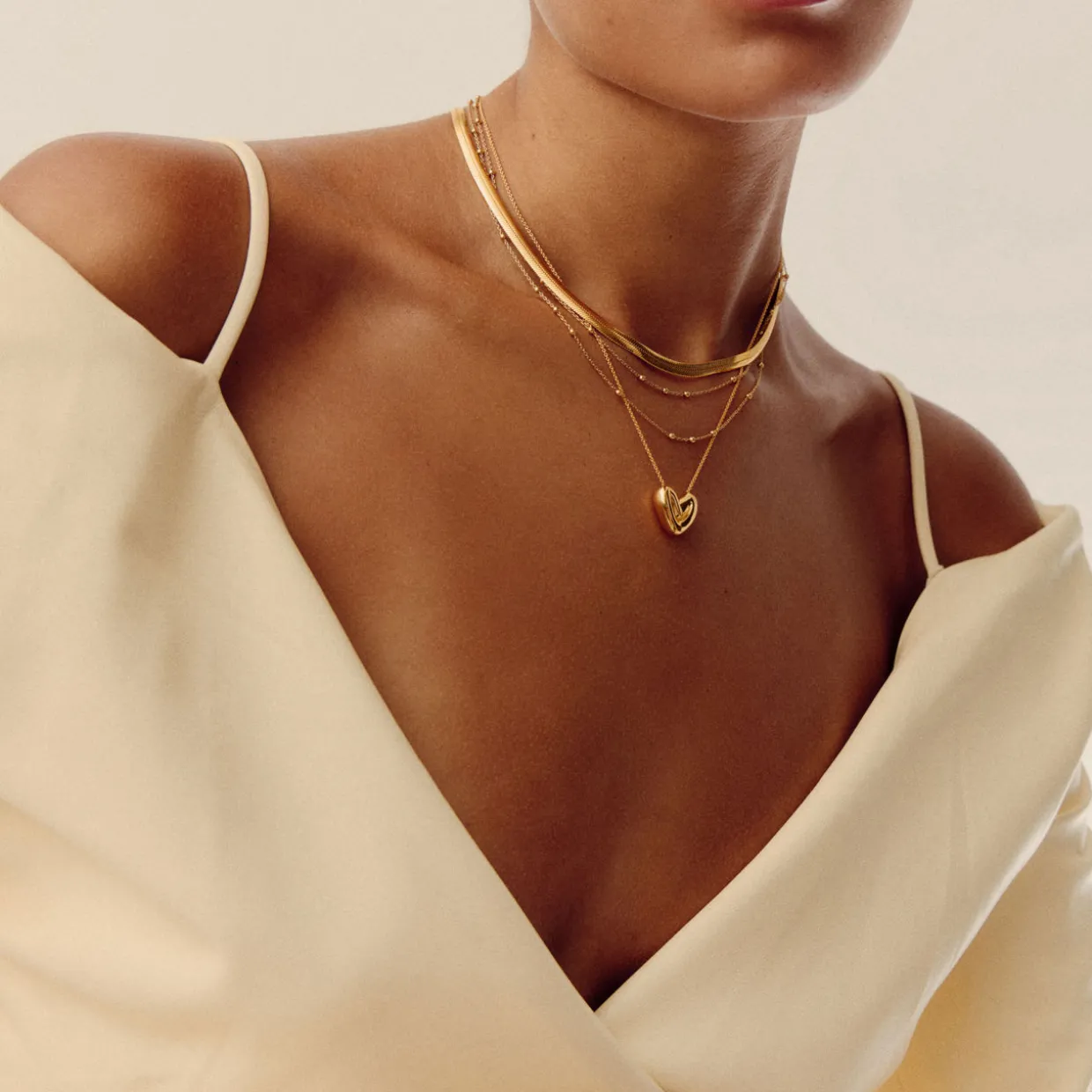 Puffy Heart 18k Gold Plated Necklace