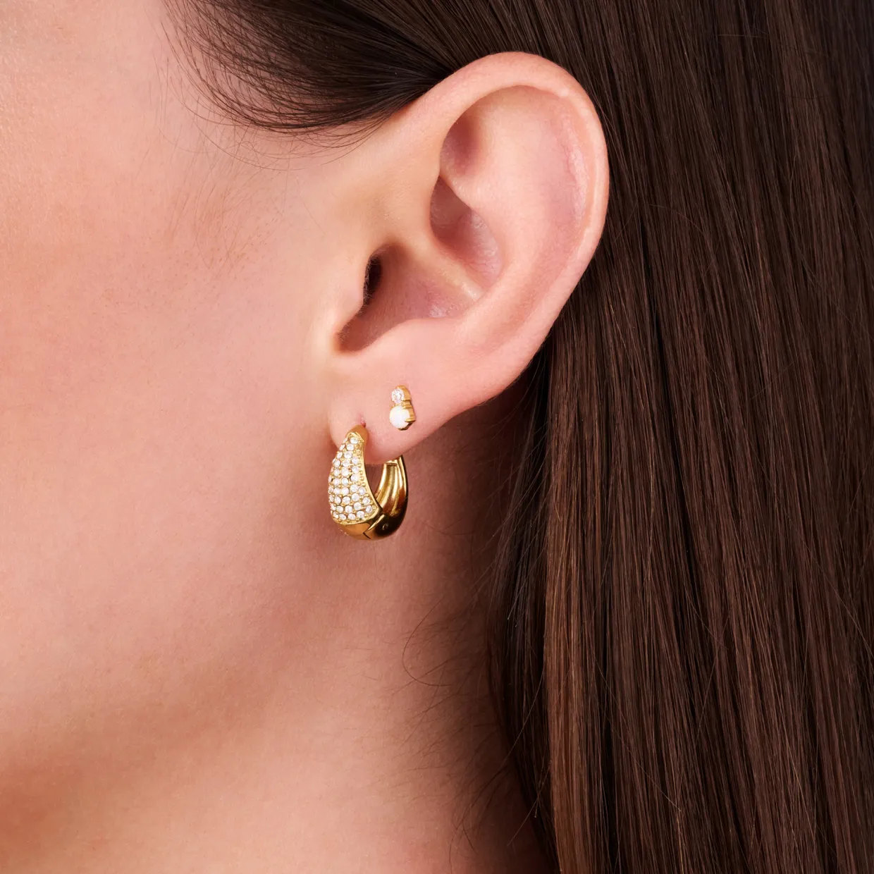 Pure Sparkle Huggie Hoop Earrings