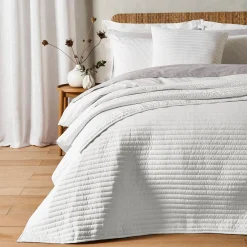 Quilted Lines Bedpsread White