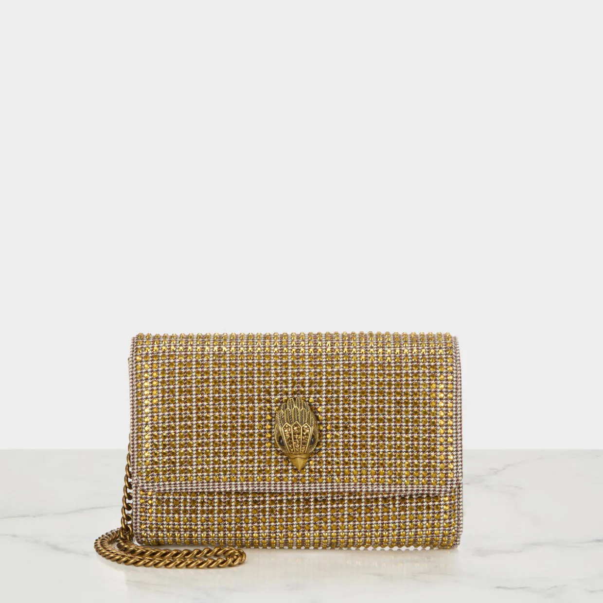 Rhinestone Embellished Chain Crossbody Bag