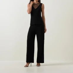 Rhinestone Mesh Panelled Tank Top