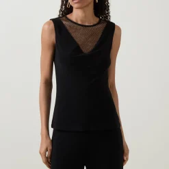 Rhinestone Mesh Panelled Tank Top