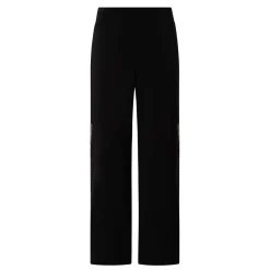 Rhinestone-Embellished Wide Leg Trousers