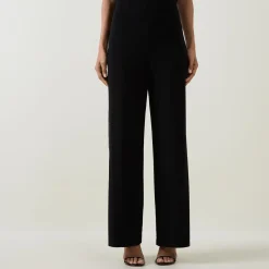 Rhinestone-Embellished Wide Leg Trousers