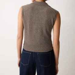Ribbed Collar Knitted Top
