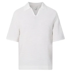 Ribbed Knit Polo Shirt