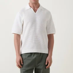Ribbed Knit Polo Shirt