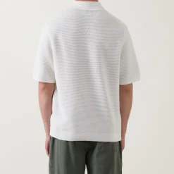 Ribbed Knit Polo Shirt